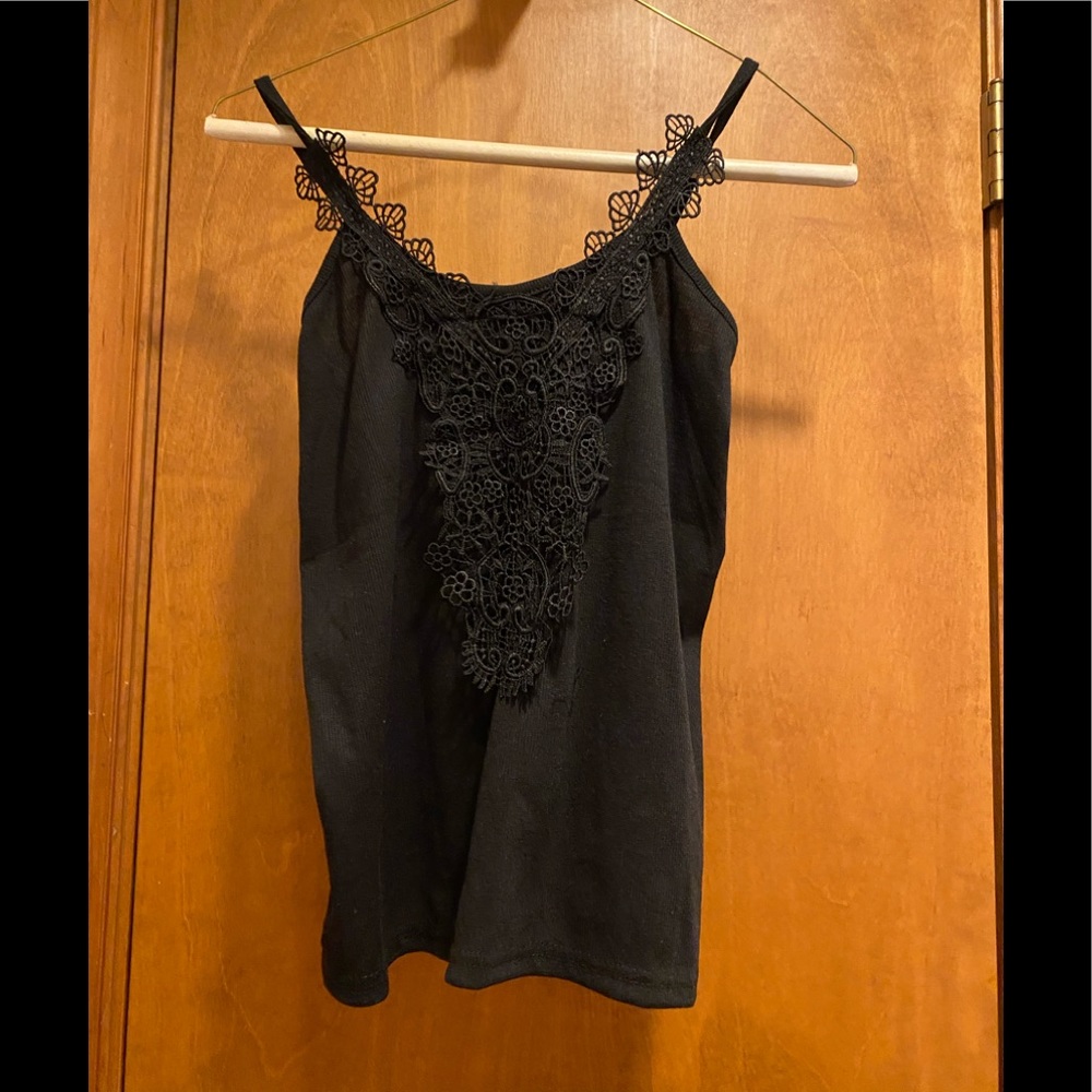 Black lace knit hippie tank top